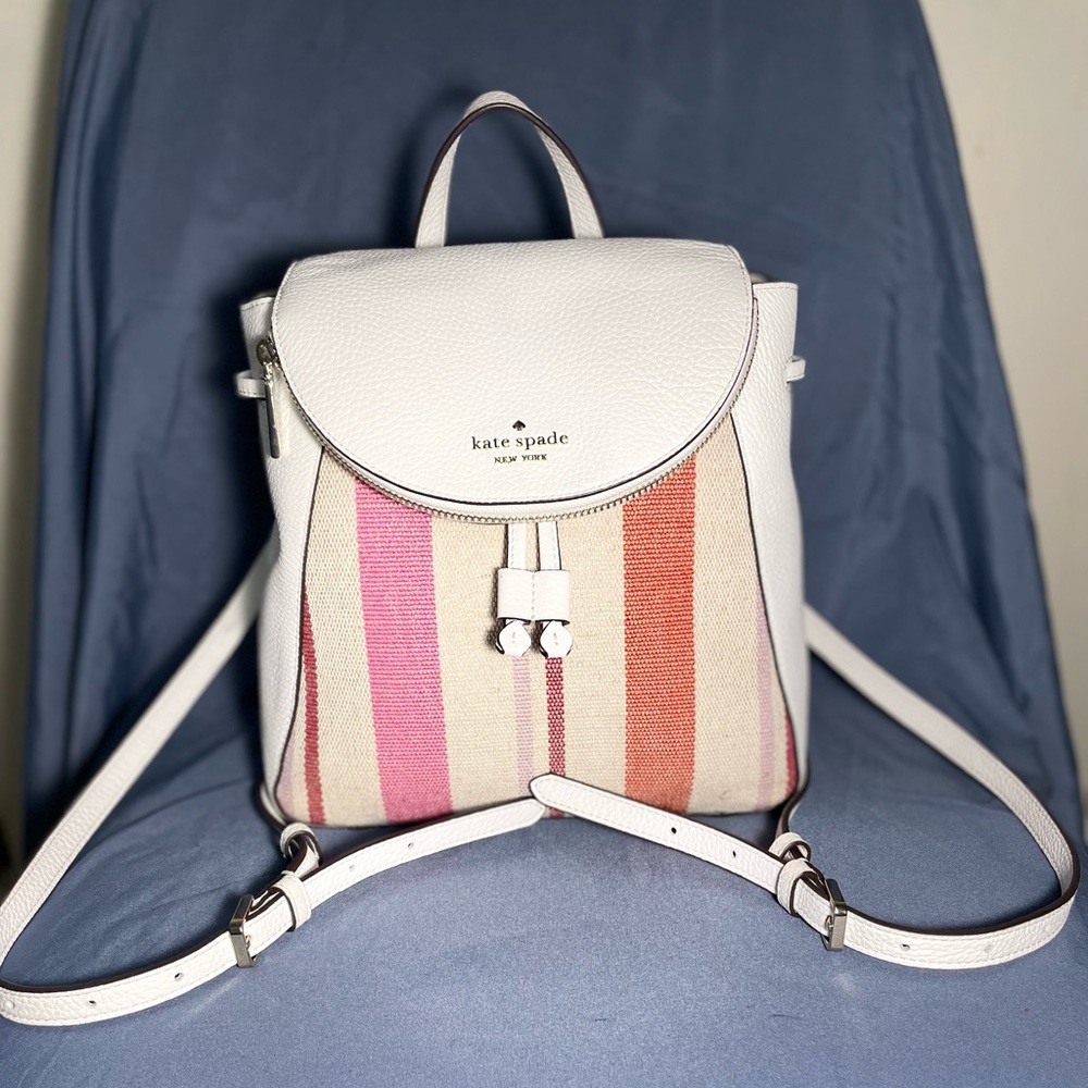 KATE SPADE LEILA MD FLAP BACKPACK NWT
STRIPED CANVAS